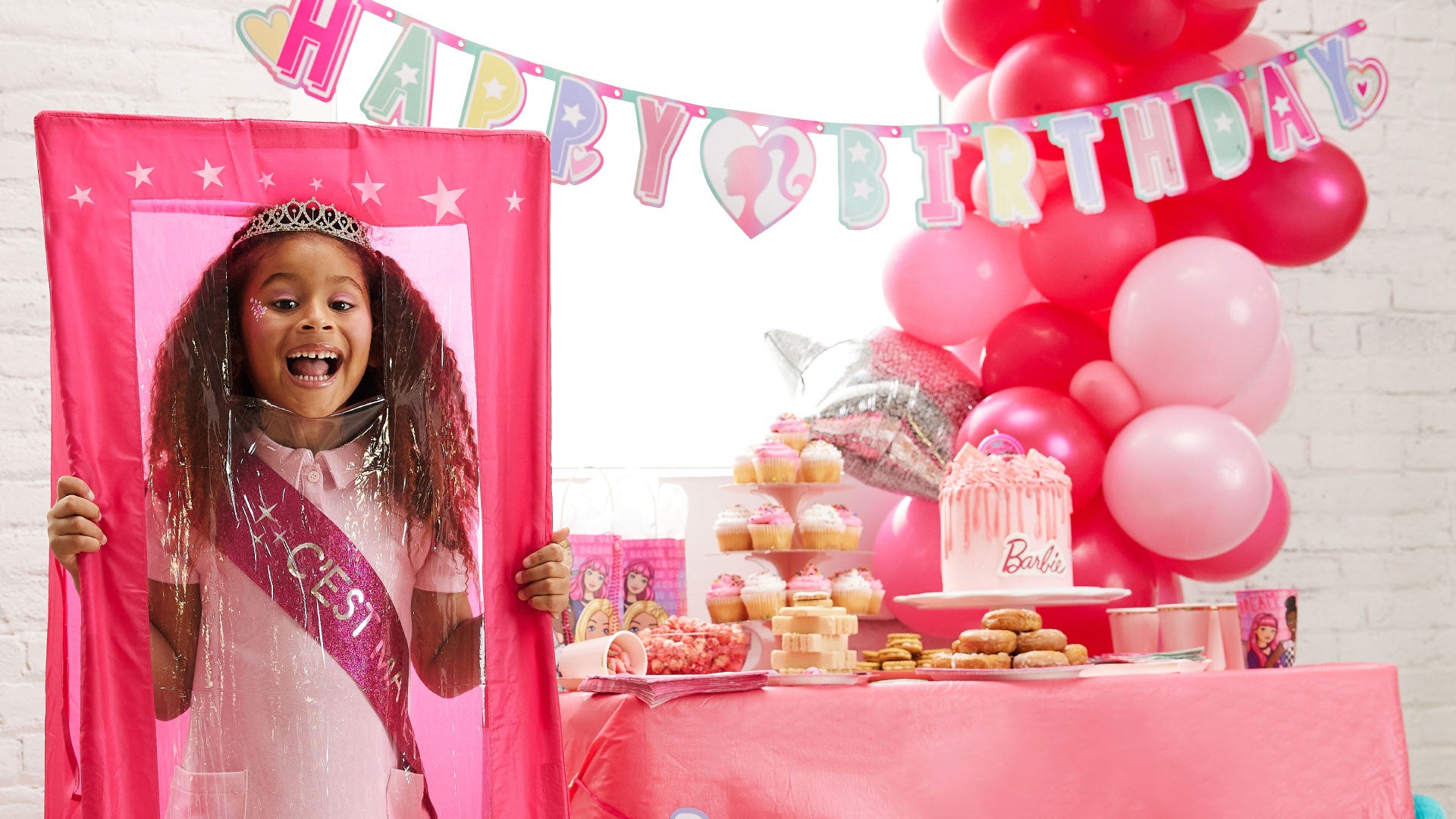 Xsstarmi Lot de 1 décoration de gâteau d'anniversaire à paillettes sur le  thème de Barbie pour fête prénatale fille Rose