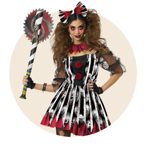 Creepy Evil Clowns and Freak Show Halloween Costumes