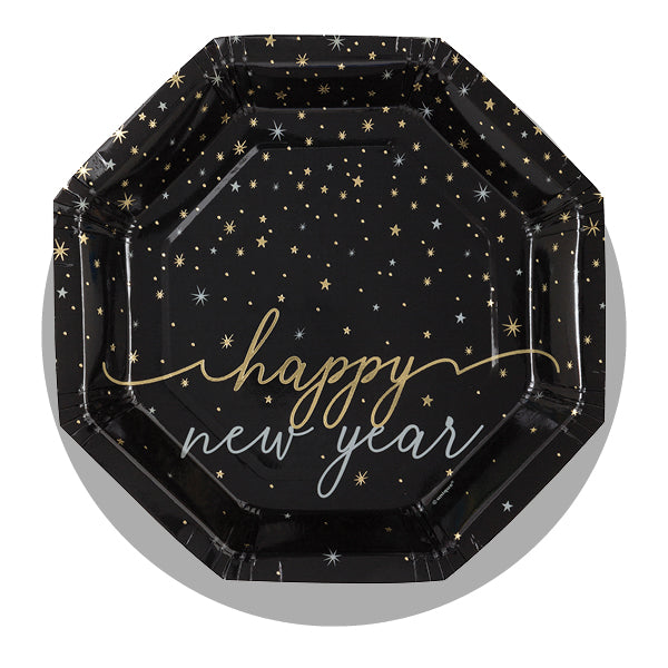 Assiette Happy New Year Or (Lot de 6) : Vaisselle Jetable Nouvel
