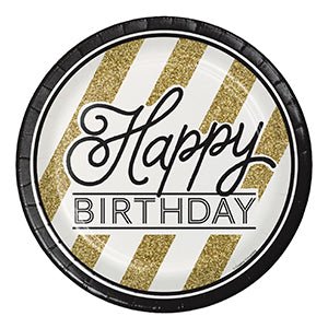 Black and Gold Happy Birthday Party Supplies and Decorations - Party Expert