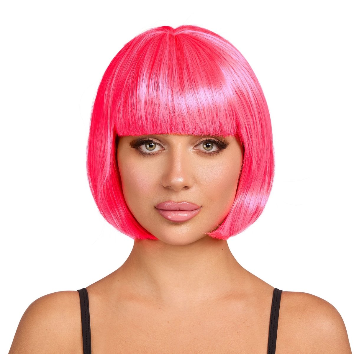 Neon Pink Bob Wig for Adults