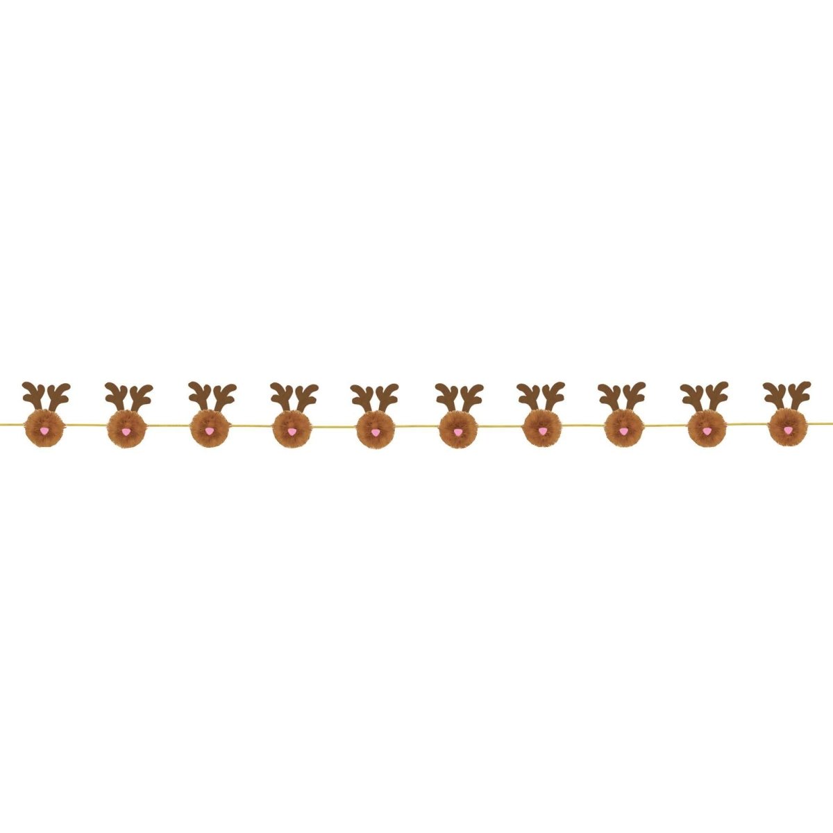 AMSCAN CA Christmas Reindeer Pom Pom Garland, 1 Count