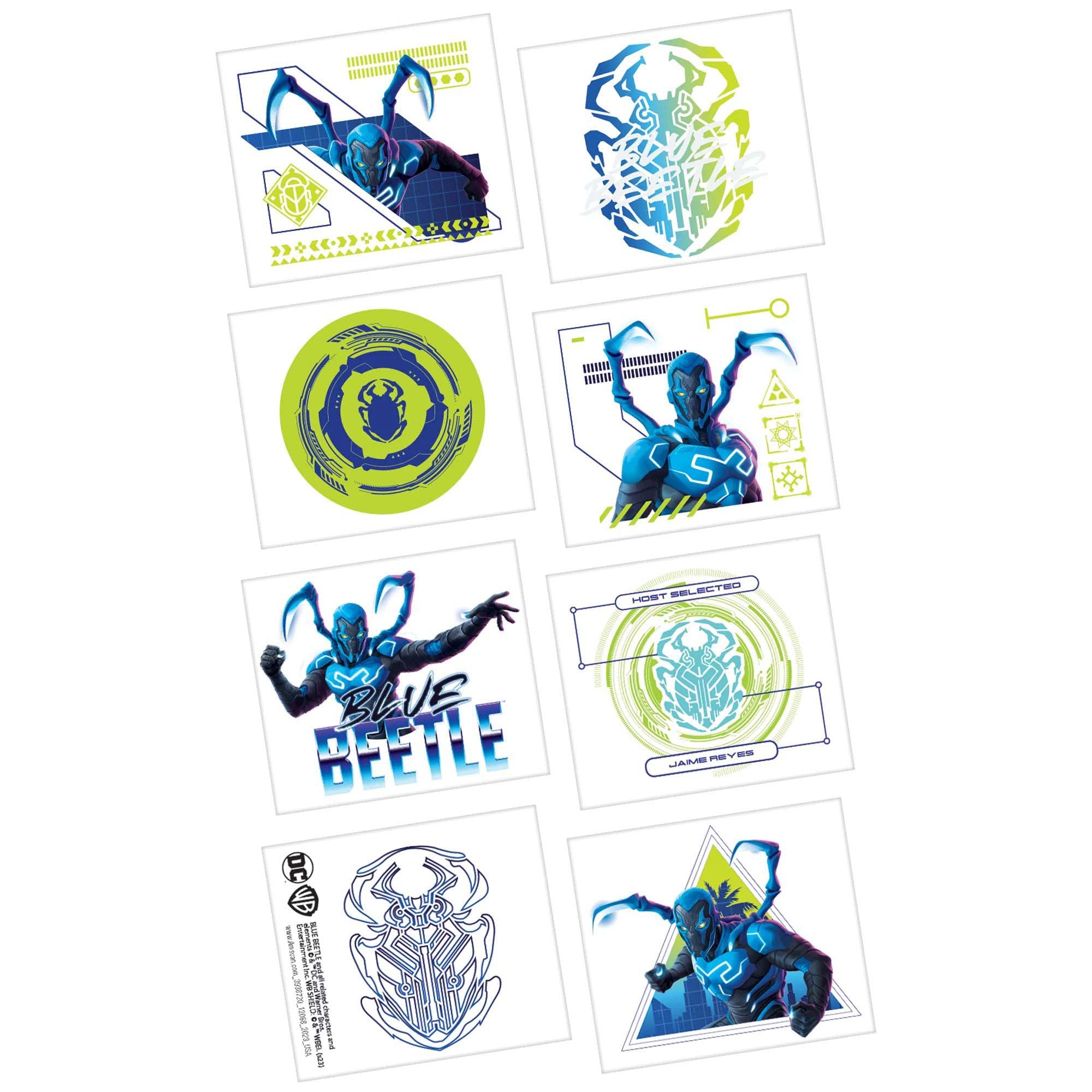 DC Blue Beetle Tattoo Favour, 8 Count