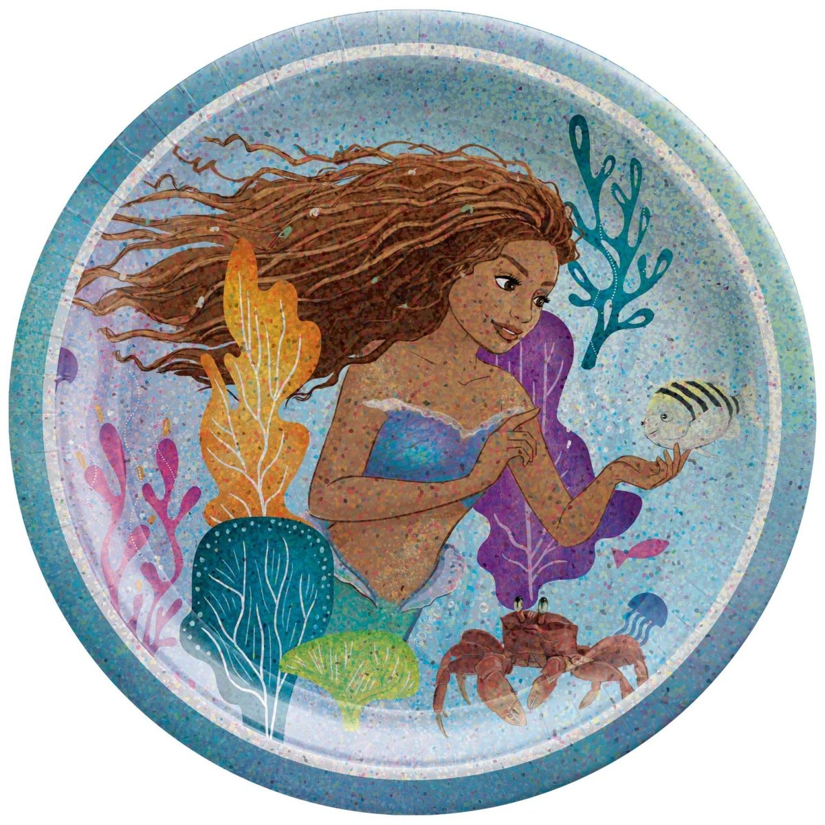 AMSCAN CA Kids Birthday The Little Mermaid Birthday Small Round Dessert Paper Plates, 7 Inches, 8 Count 192937382257
