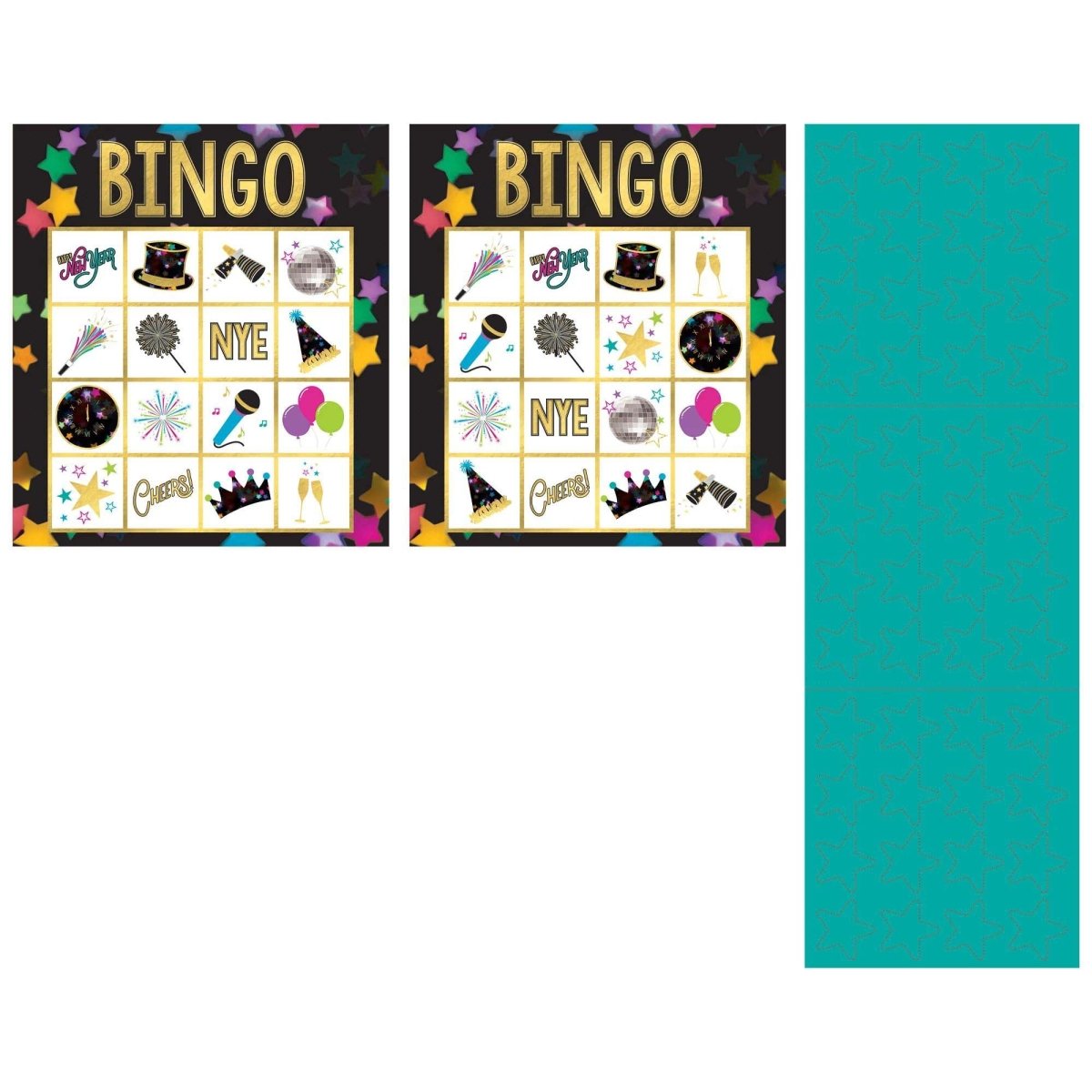 AMSCAN CA New Year New Year's Eve Bingo Game, 7 x 6.25 Inches, 16 Count 192937464472
