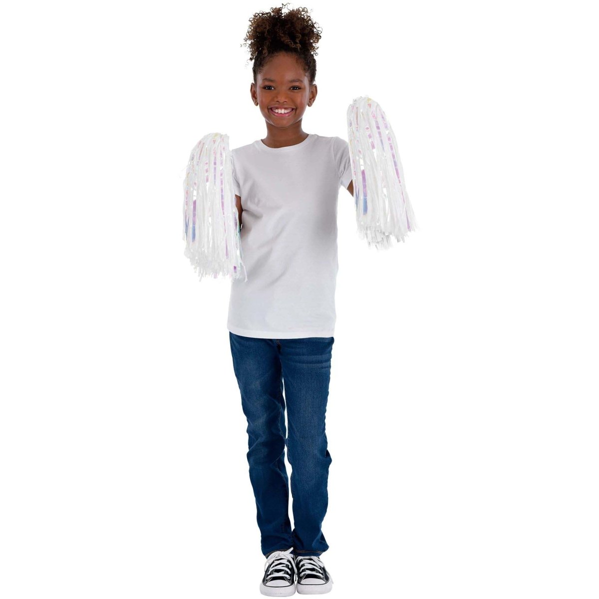 White Cheerleading Pom Poms, 2 Count Party Expert