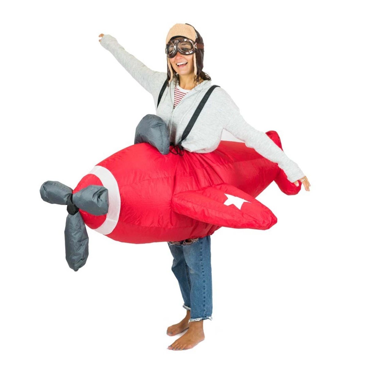 Costume gonflable d'avion rouge pour adultes Party Expert