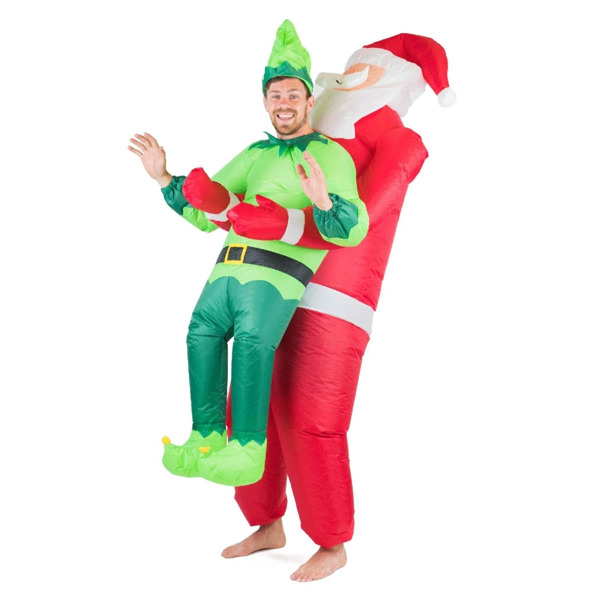 Inflatable Santa Carrying an Elf Costume for Adults Party Expert