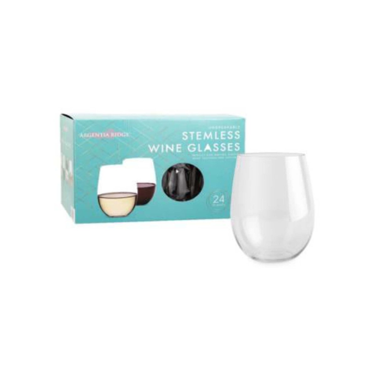 Argenta Ridge Stemless Plastic Wine Glass, 24 Count Party Expert