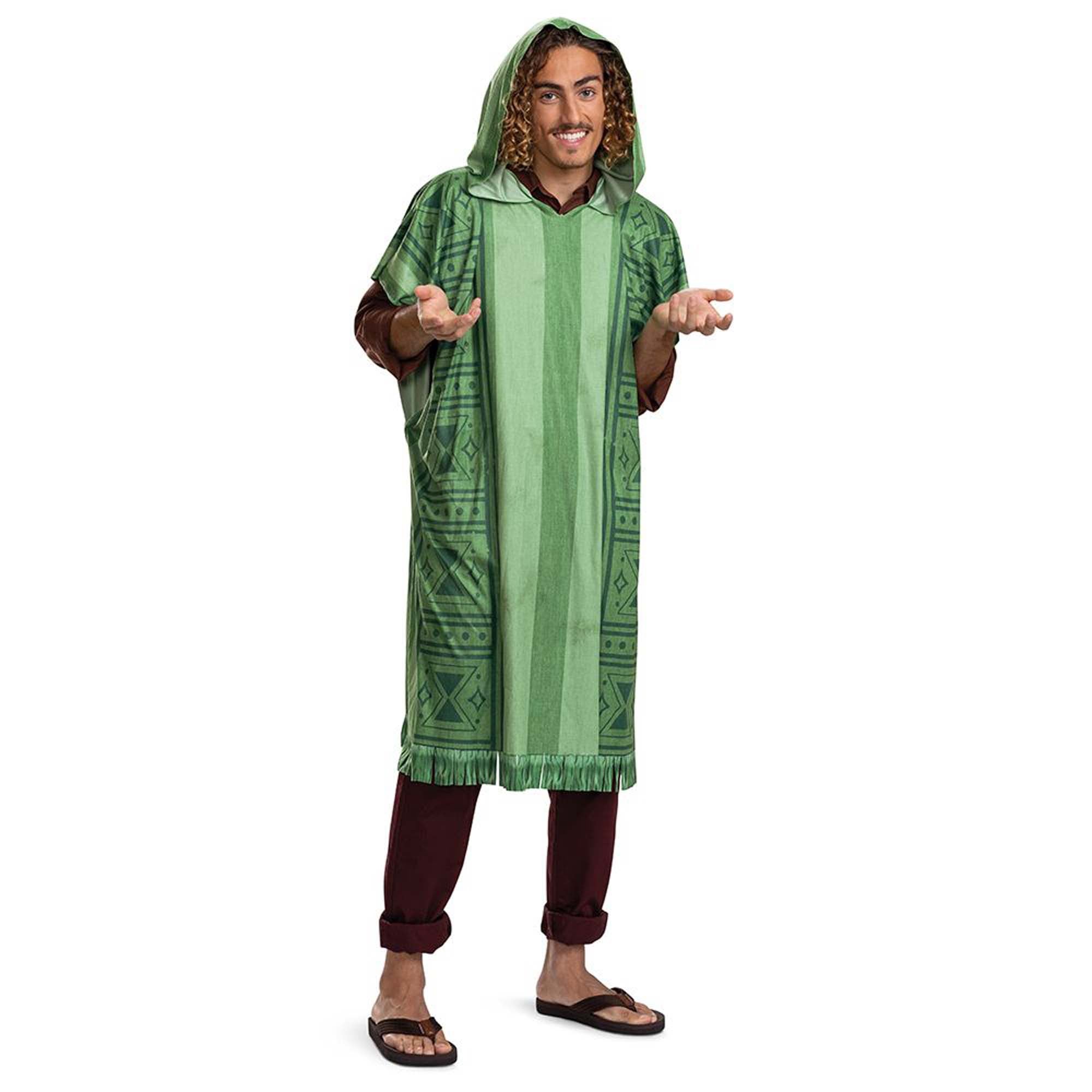 Flower Party Poncho Adult Green Pink Flower Party Poncho Adult Green Pink