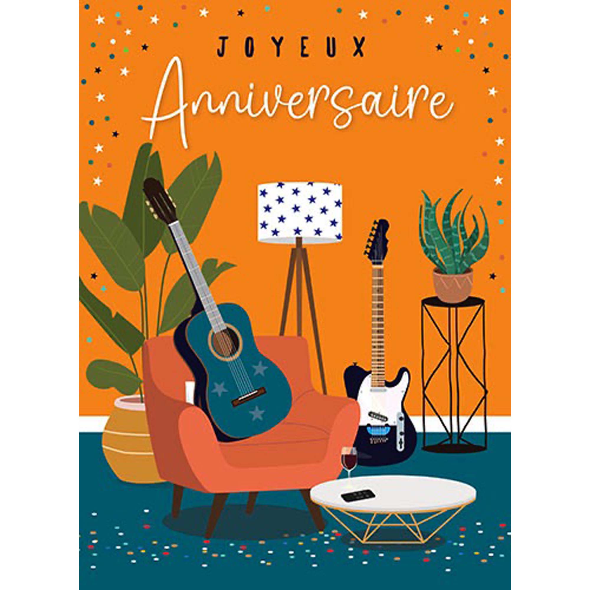 Giant Birthday Card, "Joyeux Anniversaire" Guitar | Party Expert