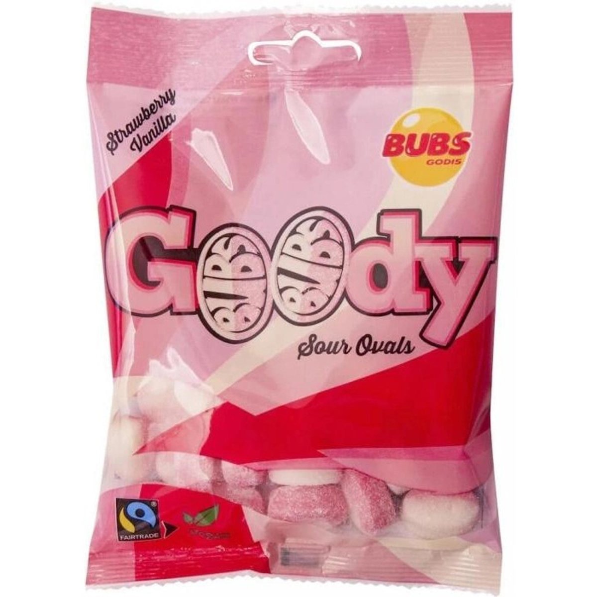 Bonbons ovales fraise et vanille sûre Bubs Goody, 90g