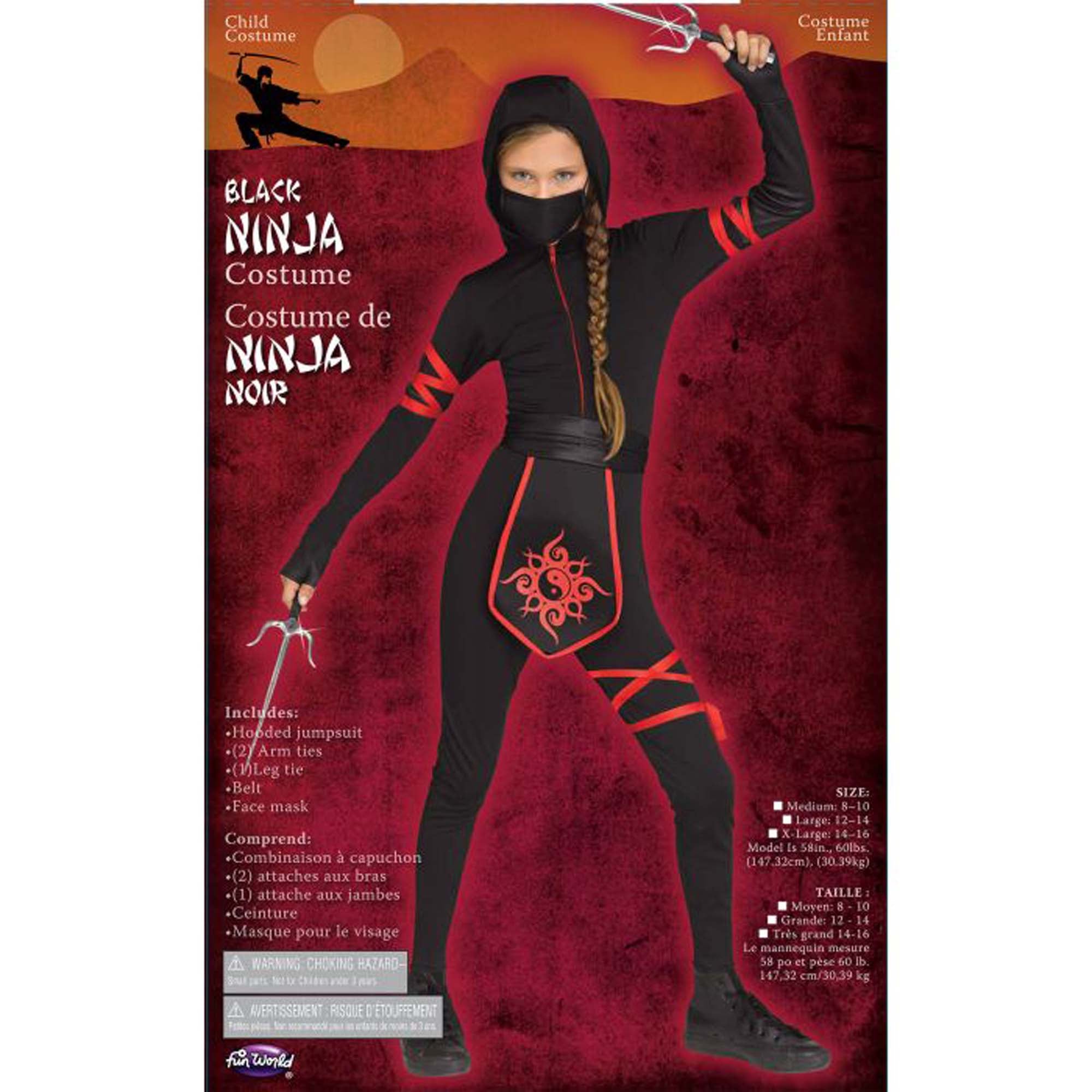 Déguisement de Ninja Noir et Rouge, Garçon - Aux Feux de la Fête - Paris