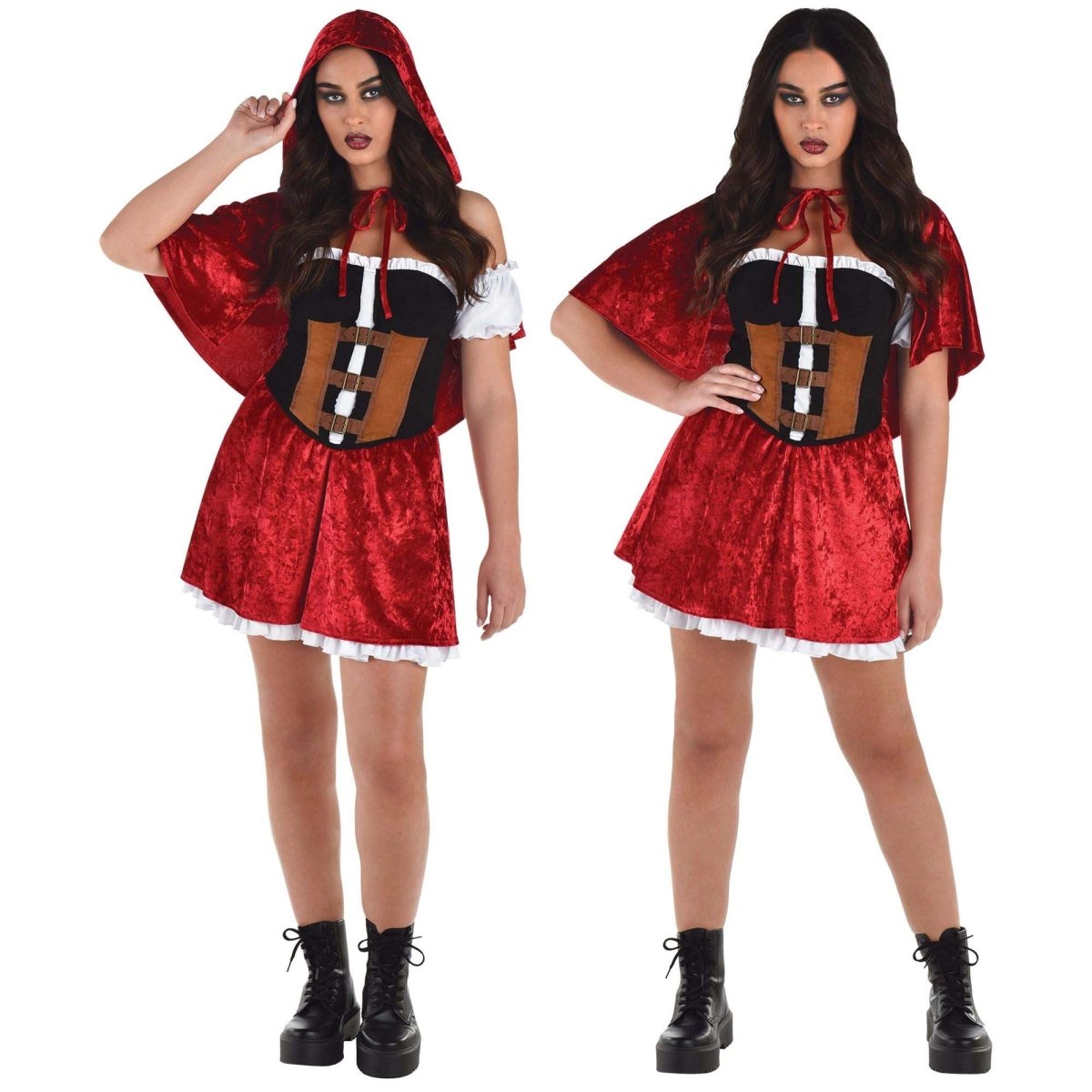 Rebel Red Riding Hood Costume for Adults, Red Dress and Cape Rebel Red Riding Hood Costume for Adults, Red Dress and Cape