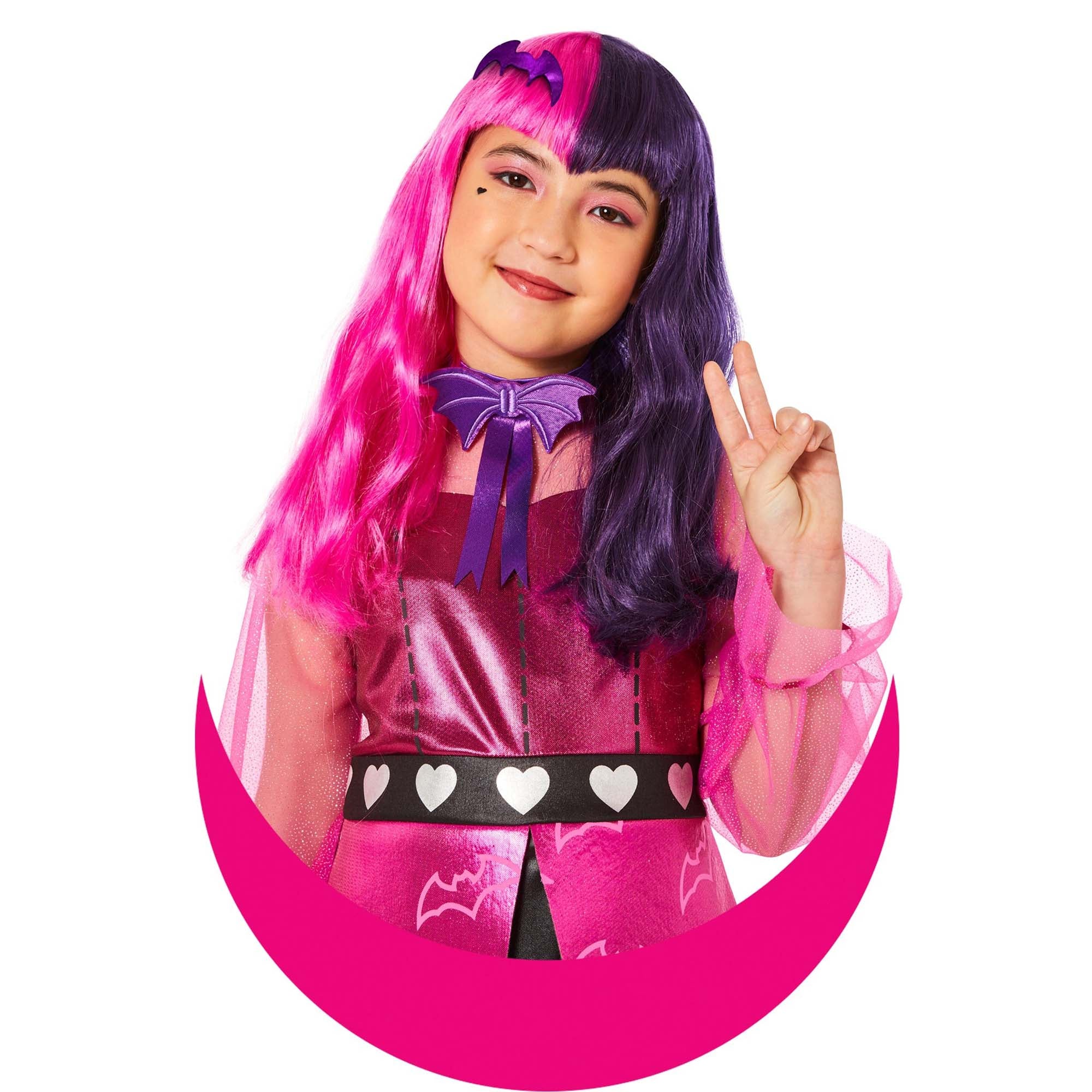 Monster High Draculaura Wig for Kids, Pink and Purple | Party Expert