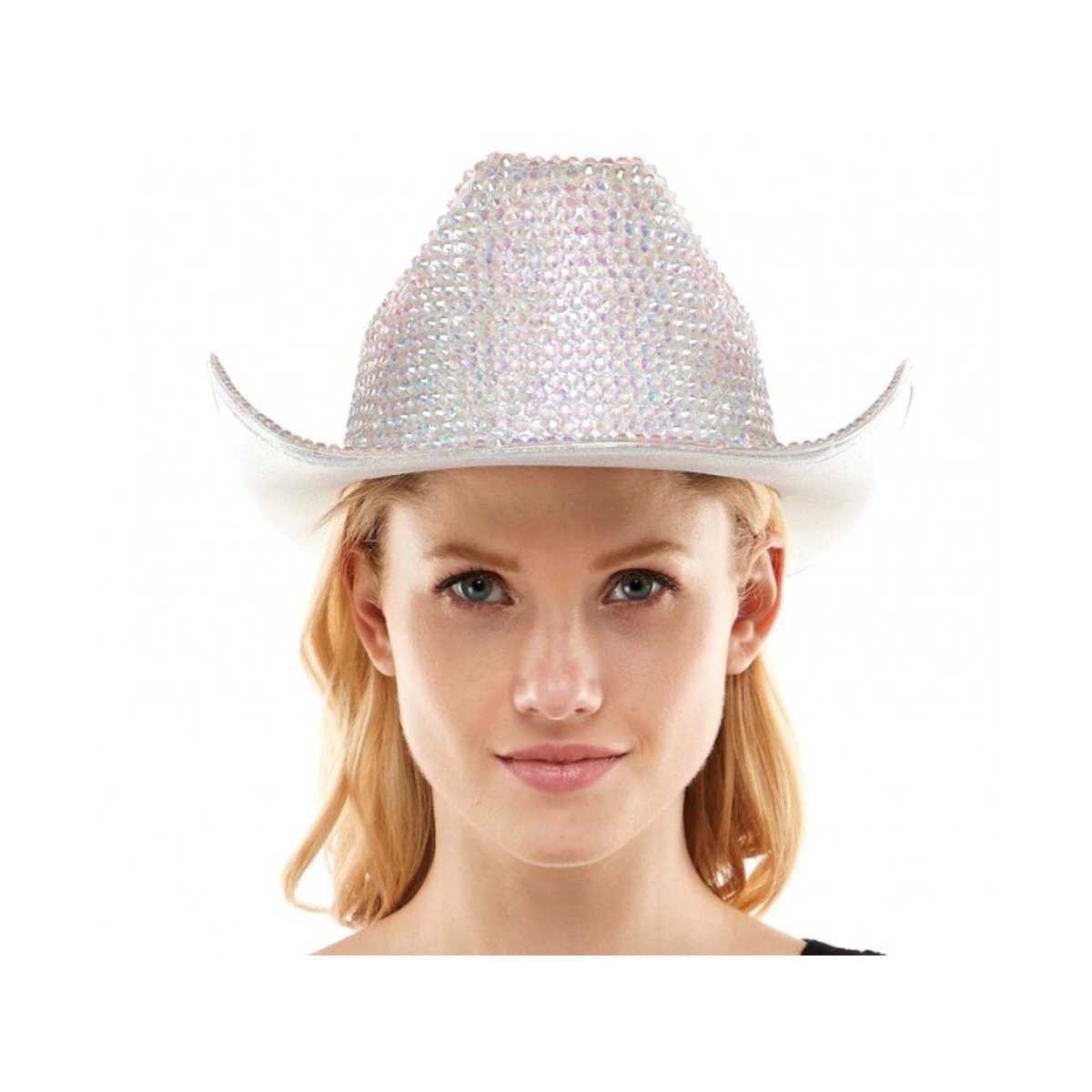 White Rhinestone Cowboy Hat for Adults Party Expert