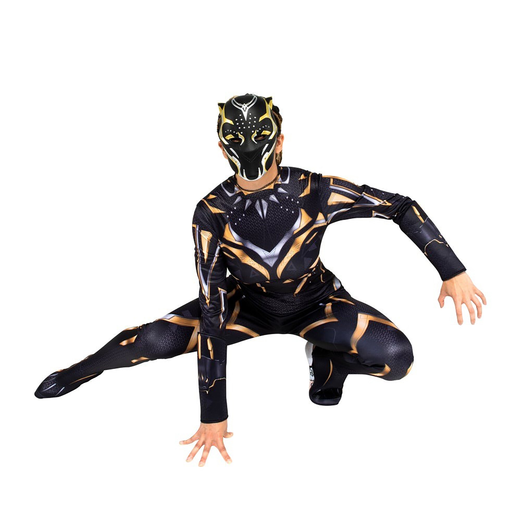 Black Panther Jumpsuit Superhero Cosplay Costume Halloween Bodysuit Mask  Adult