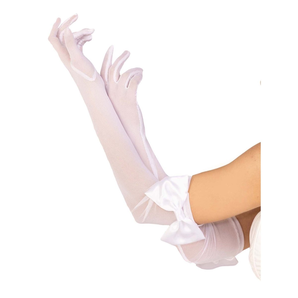 White Opera Gloves With Bows for Adults, 1 Count Party Expert