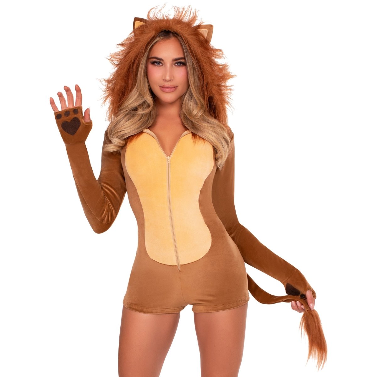 LEG AVENUE/SKU DISTRIBUTORS INC Costumes Comfy Lion Costume for Adults, Romper with Tail and Hood
