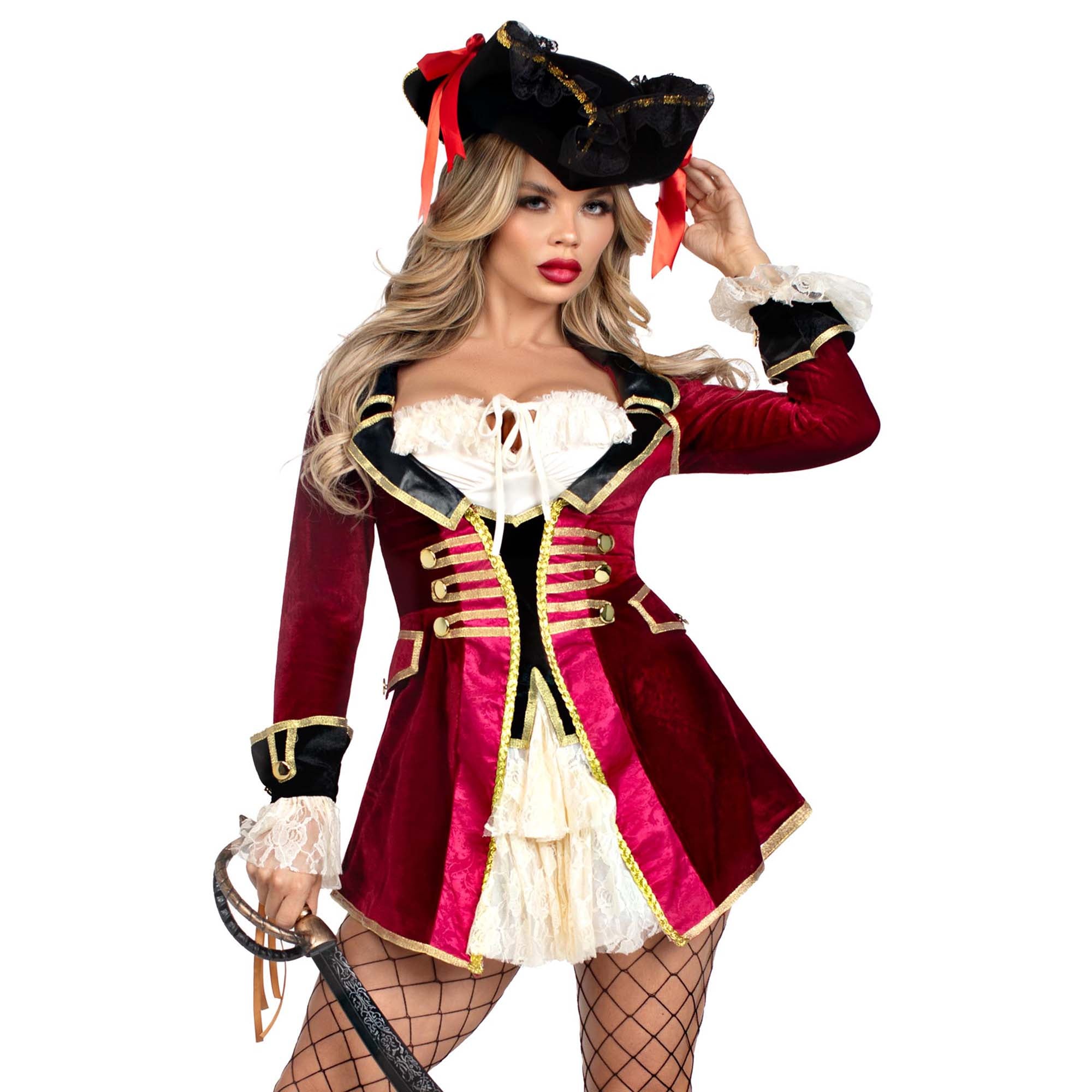 Pirate Commander Costume Adult Blue Gold Pirate Commander Costume Adult Blue Gold