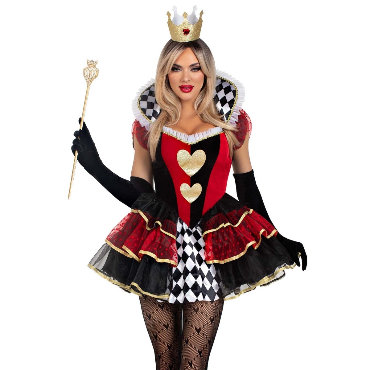 Queen of Heart Costume for Adults, Dress and Crown Party Expert