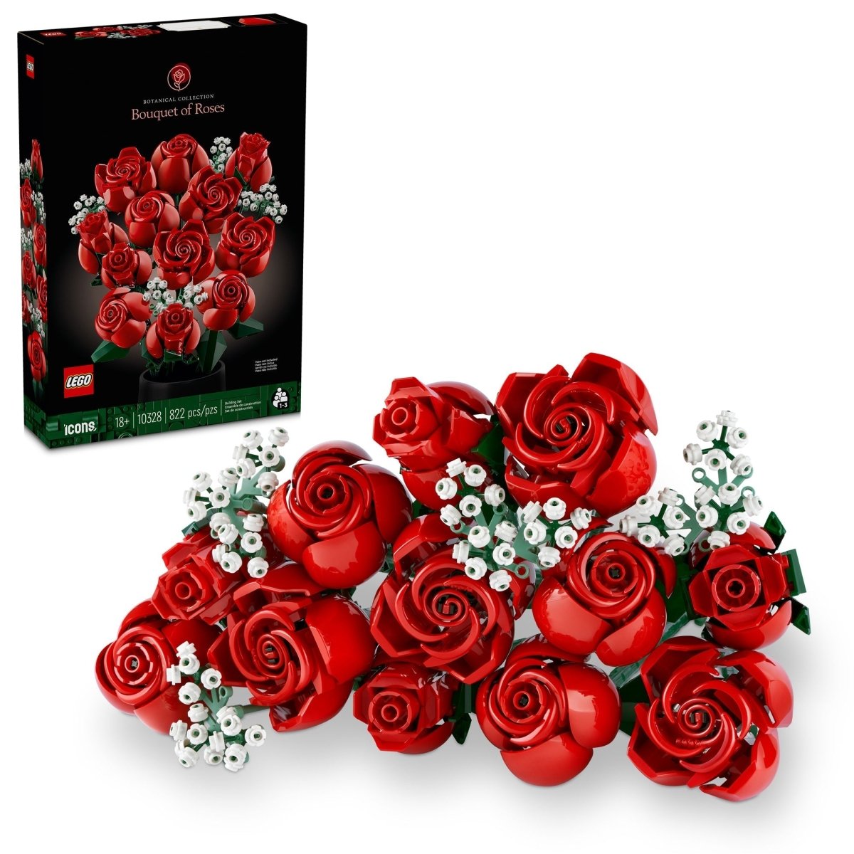 LEGO Botanical Bouquet of Roses, 10328, 822 Pieces | Party Expert LEGO Botanical Bouquet of Roses, 10328, 822 Pieces | Party Expert