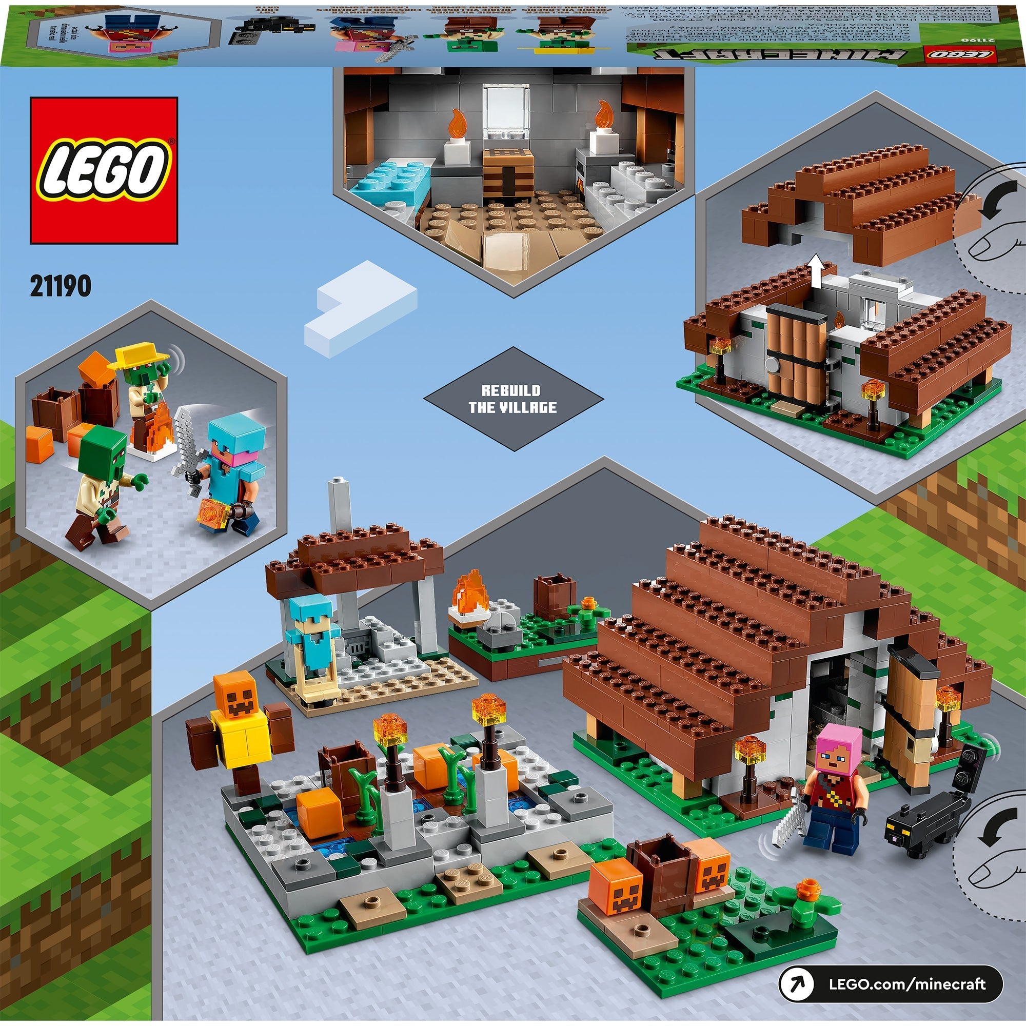 LEGO Minecraft The Abandoned Village Building Kit 21190, Minecraft Zombie  Toy Set, Gift Idea for Kids Girls Boys Age 8+ Featuring Game Figures