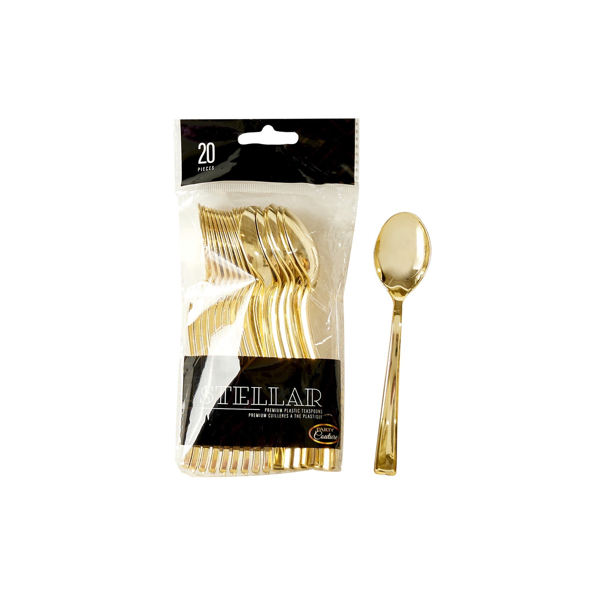 Small Gold Plastic Spoons, 20 Count Party Expert