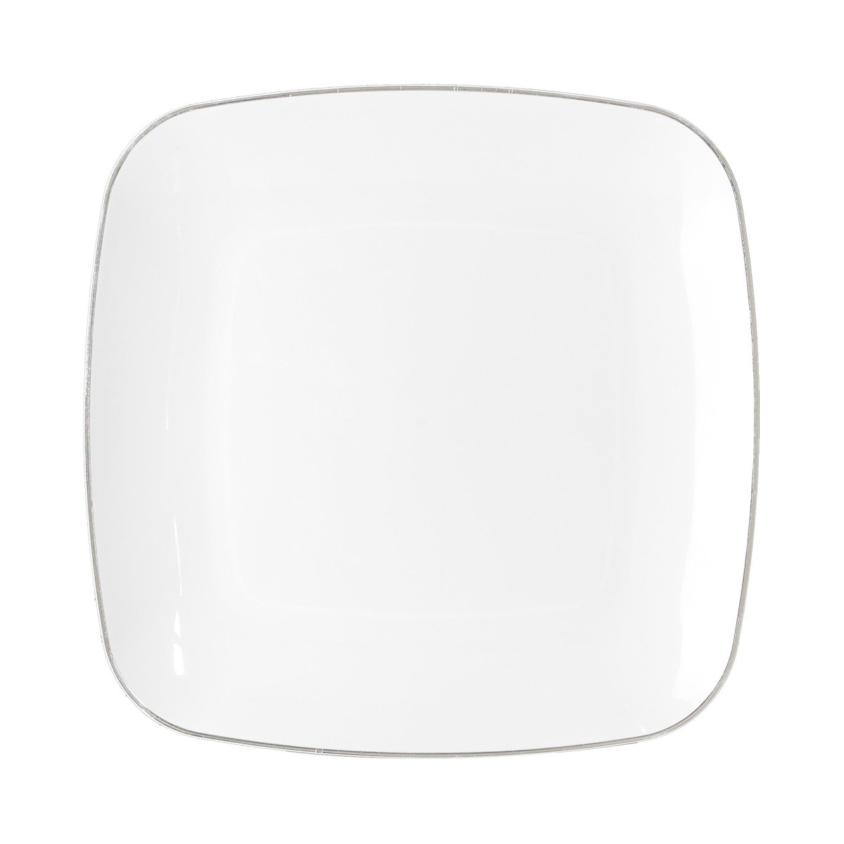 White Premium Quality Large Square Plates with Silver Rim Party Expert