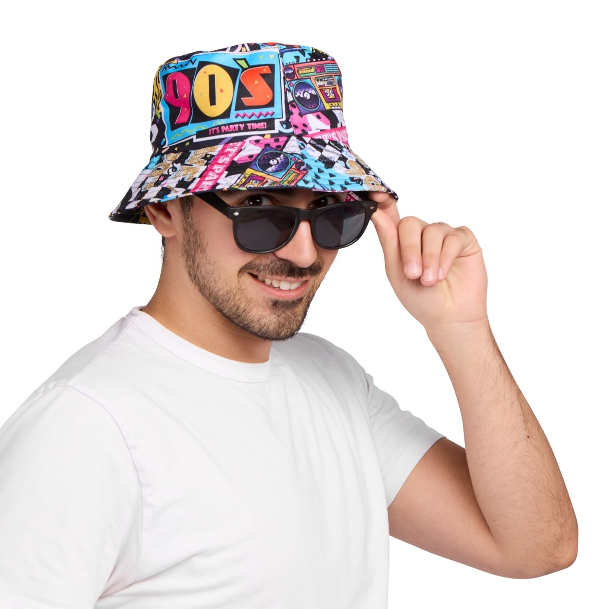 NINGBO NIKO IMP & EXP CO., LTD. Costume Accessories 90s Black Bucket Hat for Adults 840482504326