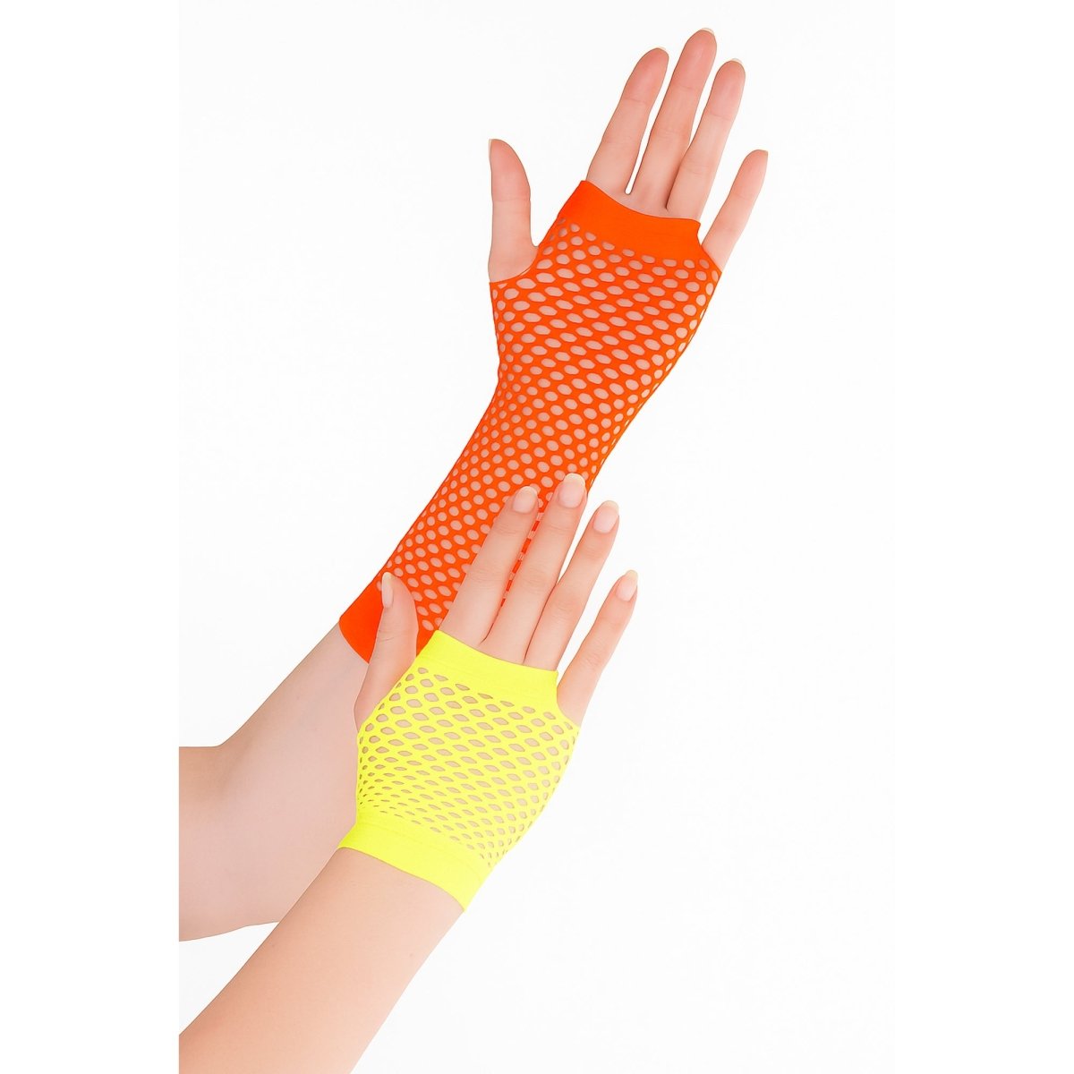 Gants En Résille Orange Et Jaune Pour Adultes | Party Expert