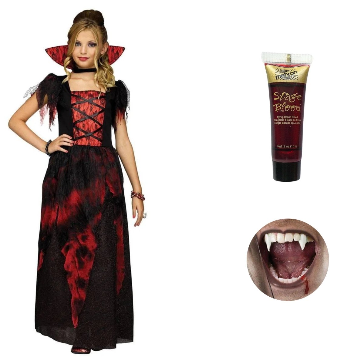 Robe Halloween Fille Déguisement Vampire Fille Amscan - Robe Complète -  Taille S à XXL Deguisement Vampire Fille, image size:1200x1200