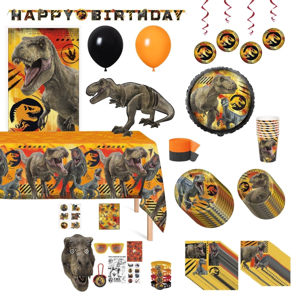 PARTY EXPERT Kids Birthday Jurassic World Ultimate Birthday Party Supplies Kit, 8 Guests