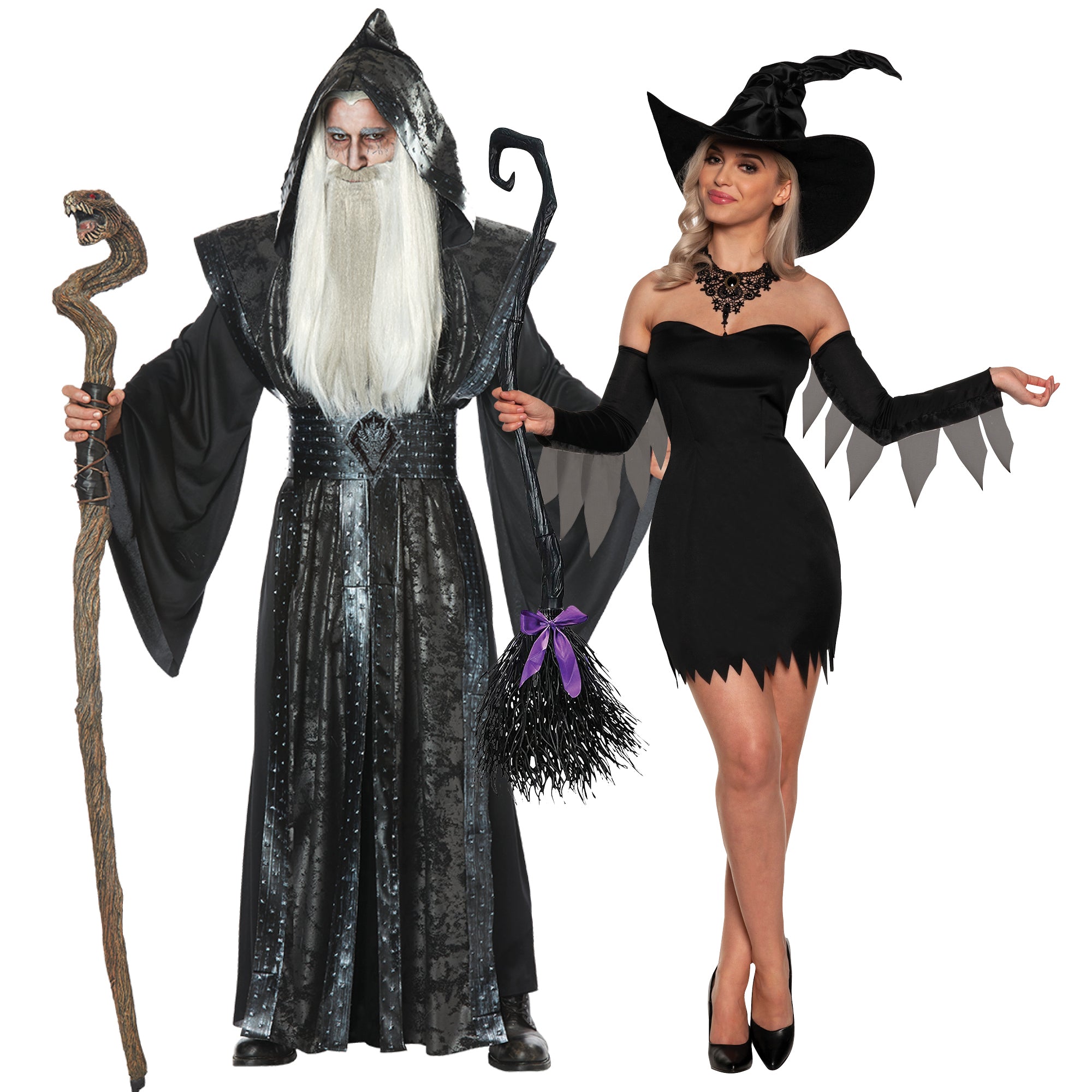 Costumes de couple de sorcière et sorcier – Party Expert