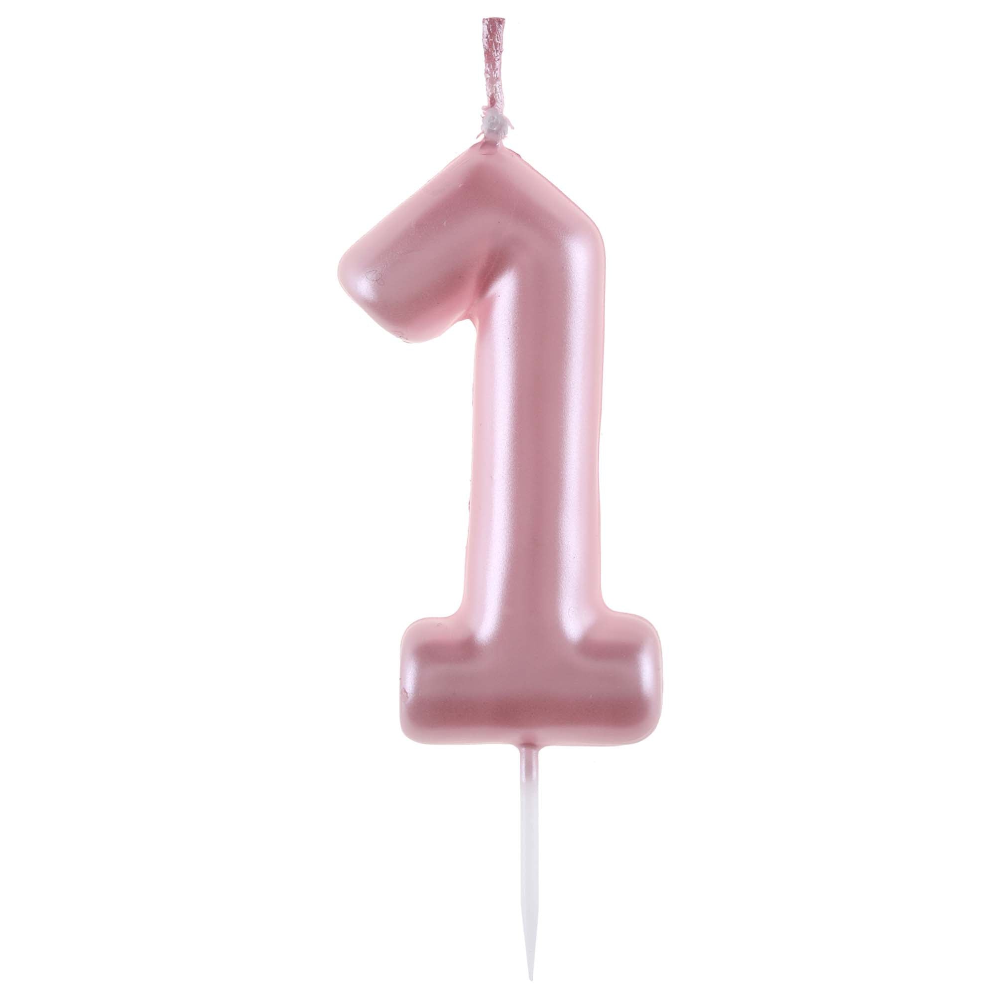 Light Pink Number 1 Birthday Candle, 1 Count | Party Expert