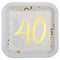 SANTEX General Birthday Starry Golden Age 40th Birthday Large Square Lunch Paper Plates, 9 Inches, 10 Count 3660380040408