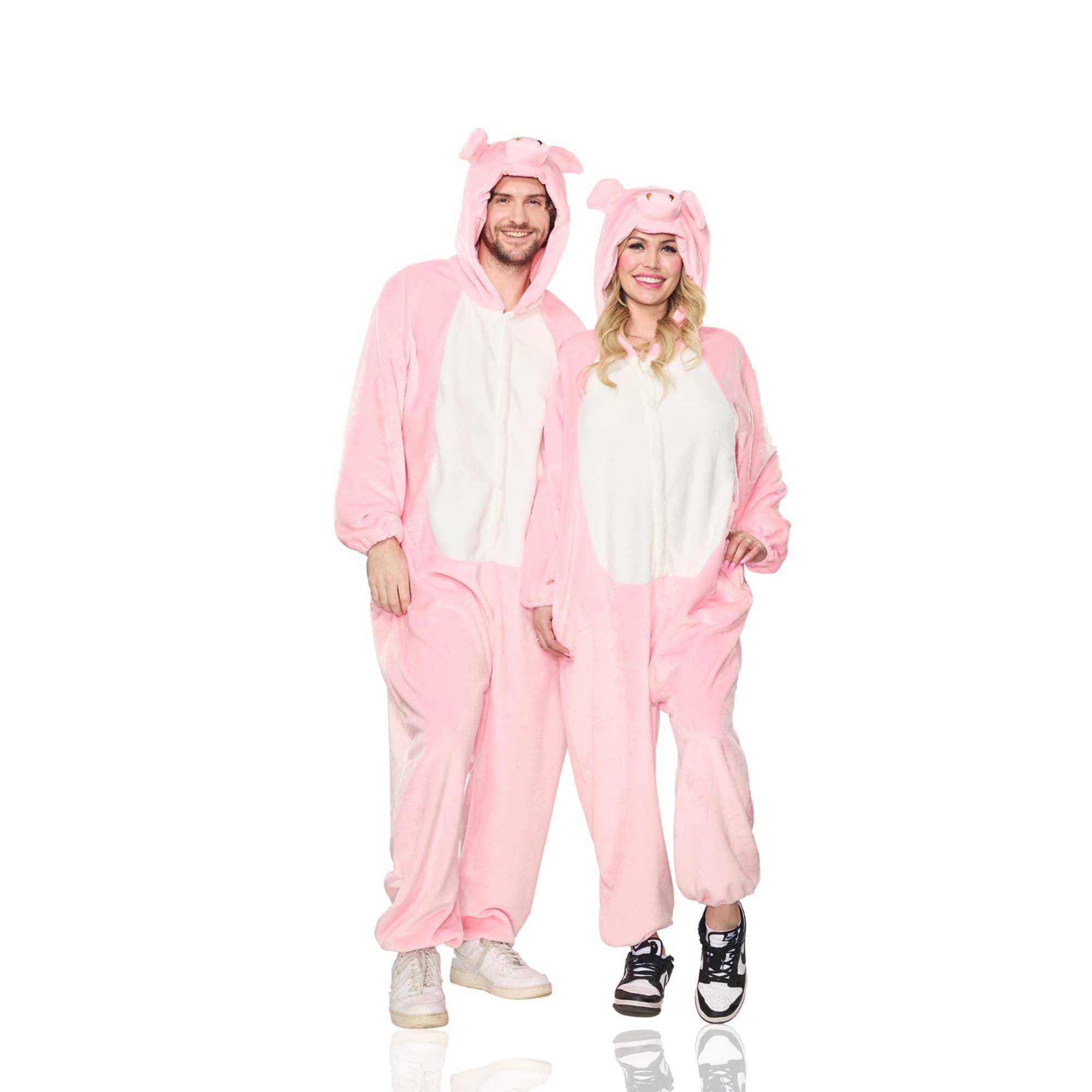 Pig Onesie Costume for Adults, Jumpsuit with Hood Party Expert