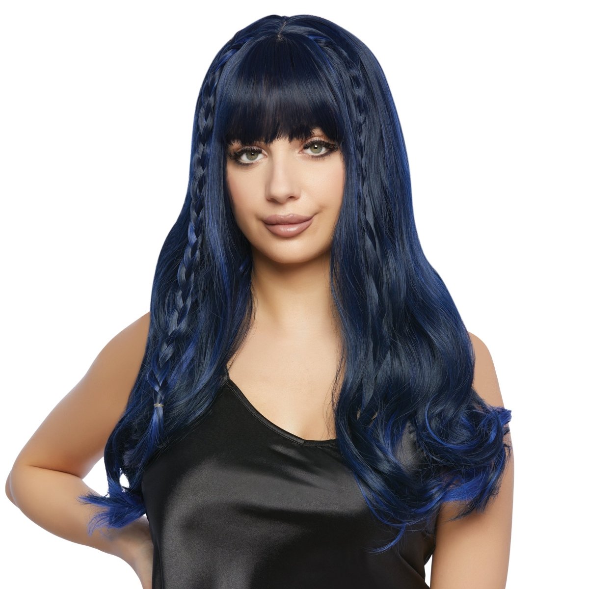 Costume Wigs High Quality Blue Wigs Naomi Blue Wavy Long Wig For