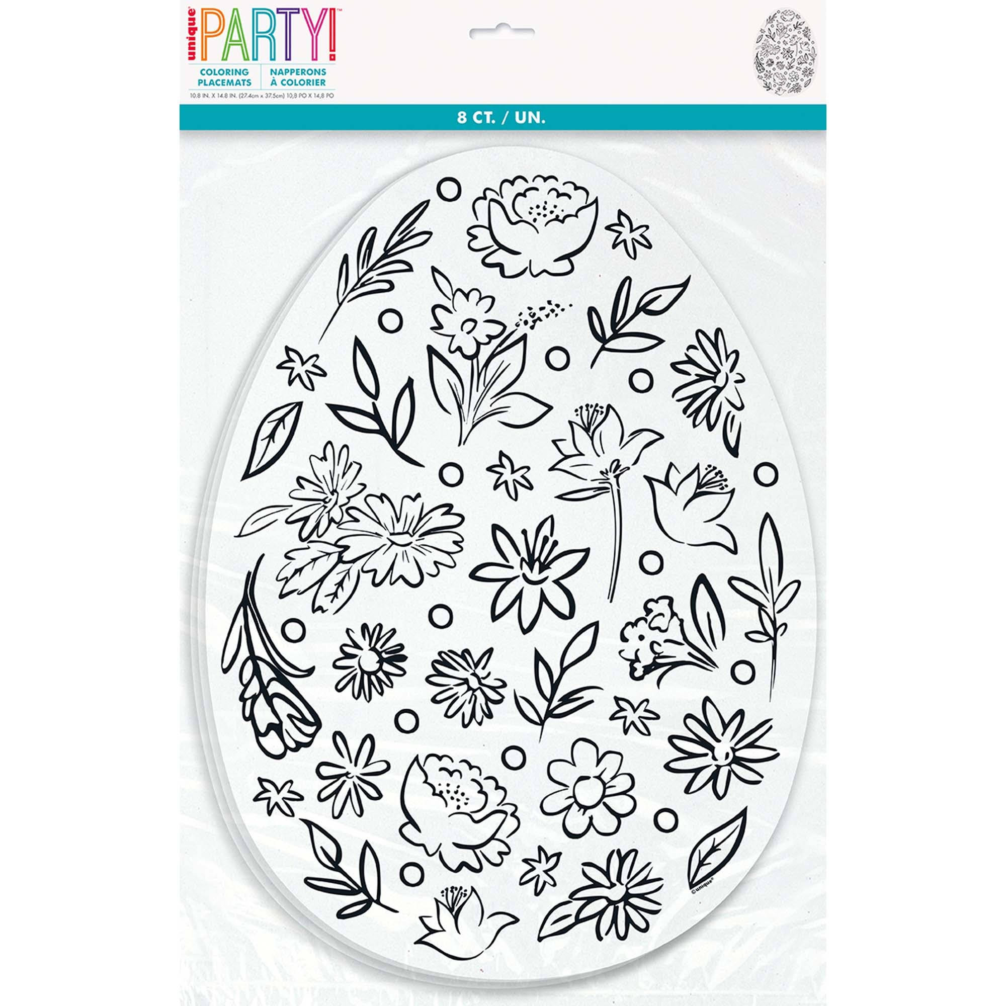 Dainty Easter Coloring Placemats, 8 Count | Party Expert