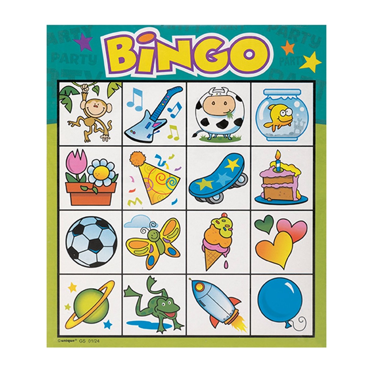 UNIQUE PARTY FAVORS Gift Wrap & Bags Kid's Birthday Party Bingo Game, 8 Count 011179090891