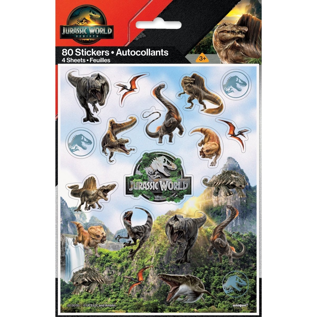 Jurassic World Geburtstagskarte Mit Stickerbogen – JW016, Inkl. Umschlag