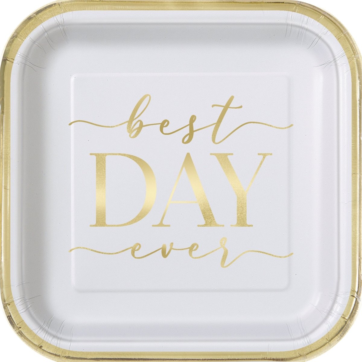 UNIQUE PARTY FAVORS Wedding Pink Blooms Bridal Small Square Dessert Paper Plates, 7 Inches, 8 Count 011179279647