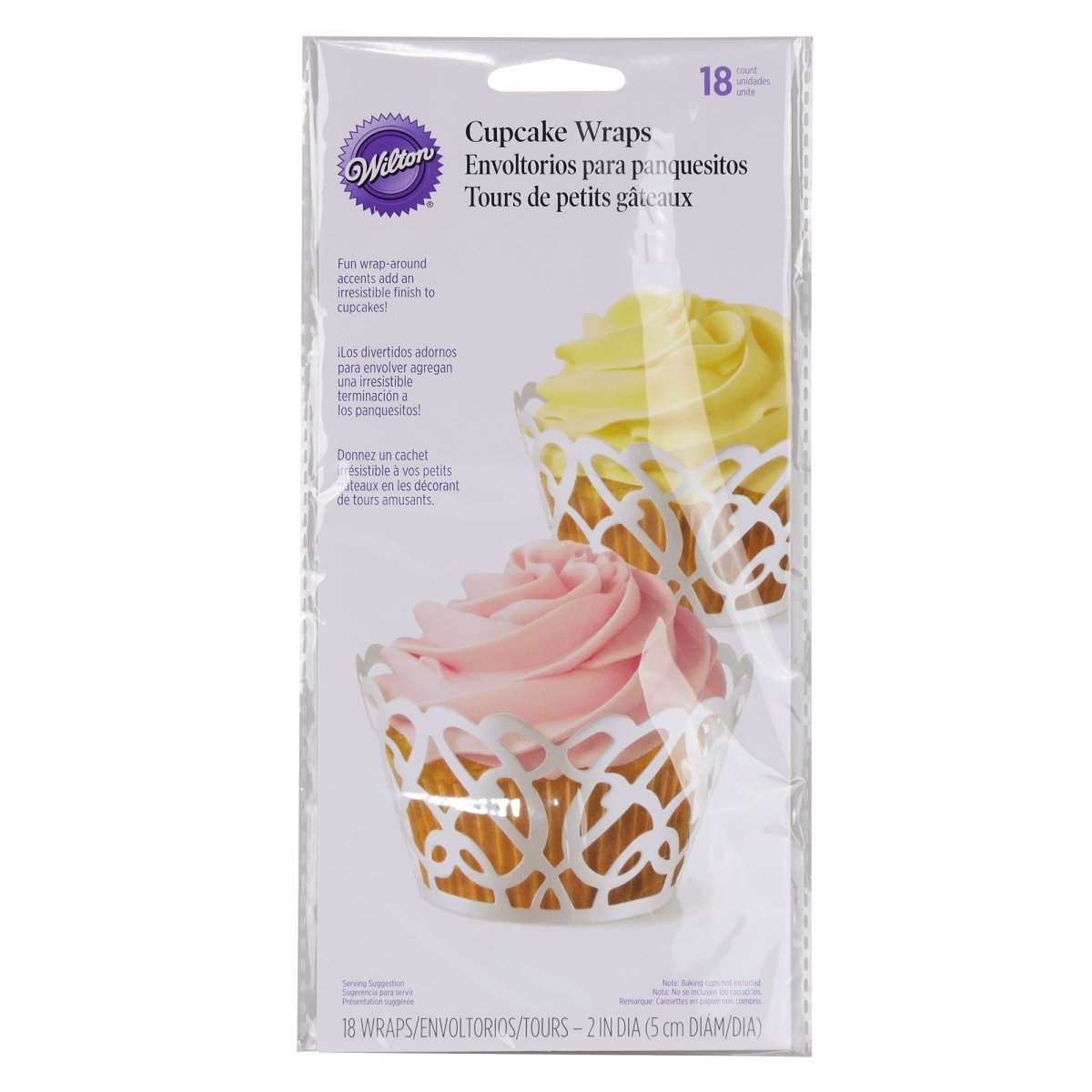 WILTON INDUSTRIES Cake Supplies Cupcakes Wrap Pearl White, 18 count