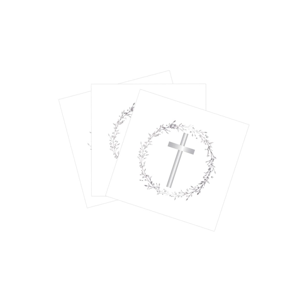 YIWU DAMAI Religious Silver Heavenly Cross Large Lunch Napkins, 16 Count 840482501523