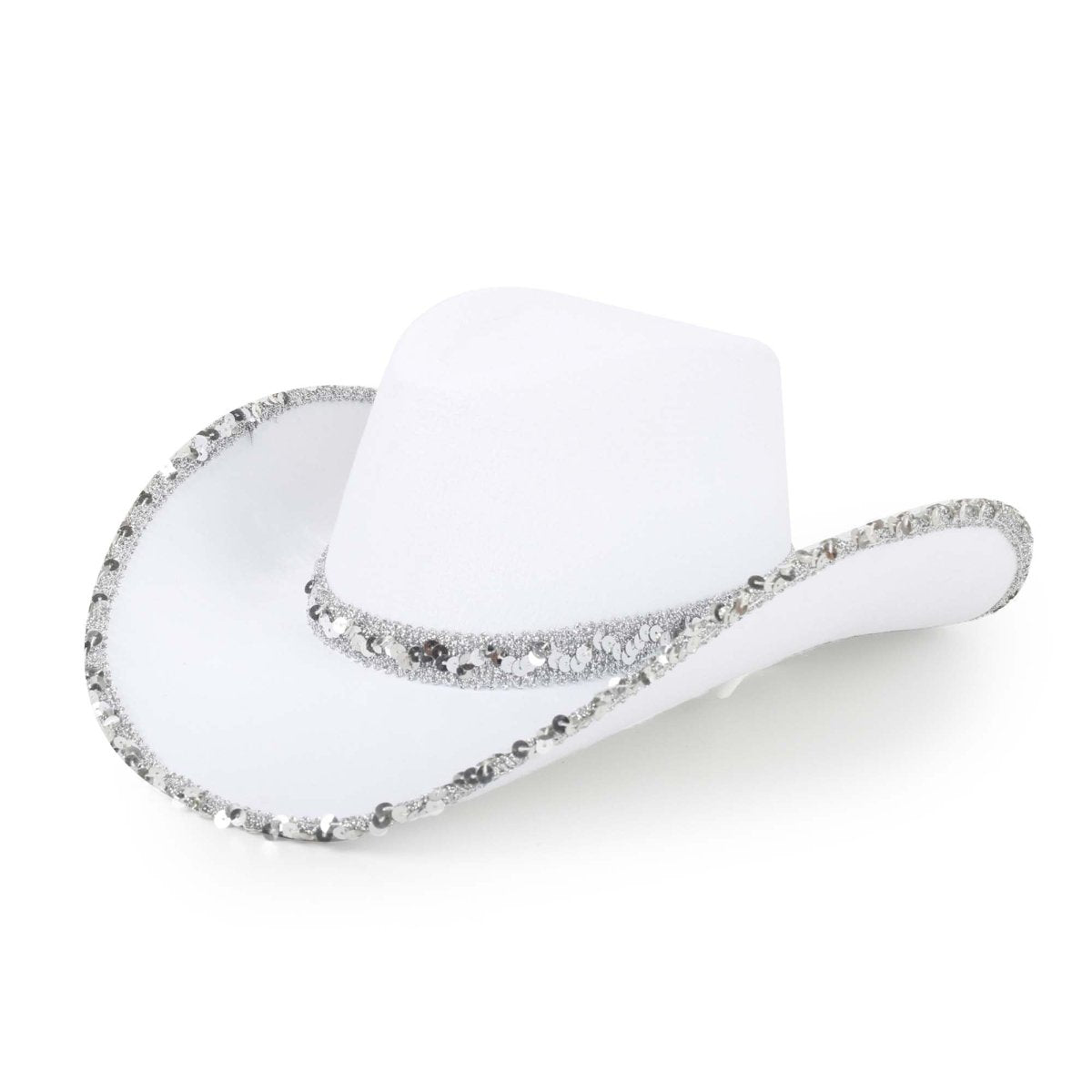 Glam Cowgirl Hat For Adults White And Silver Party Expert Glam Cowgirl Hat For Adults White And Silver Party Expert