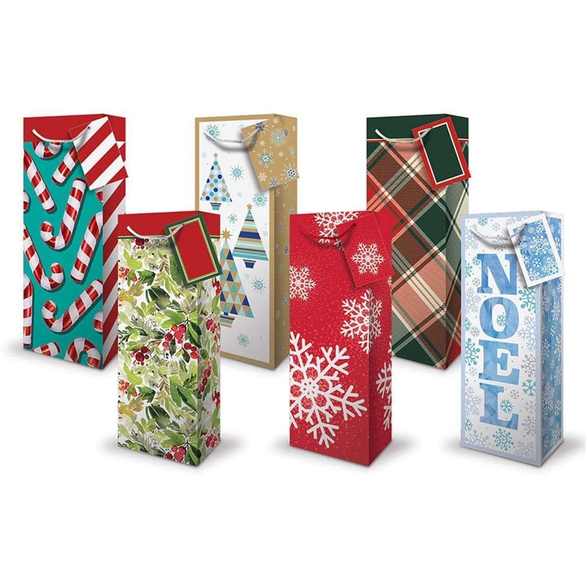 Christmas Bottle Gift Bag, Assortment, Count Party Expert