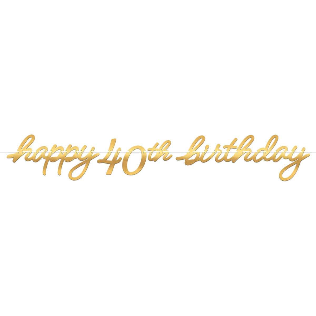 AMSCAN CA Age Specific Birthday Golden Age Birthday, Happy 40th Birthday Letter Banner, 12 ft