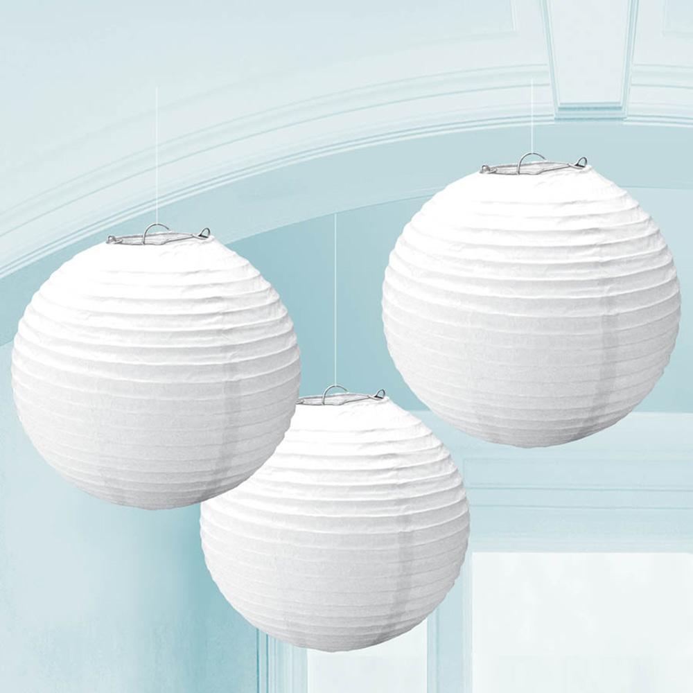 Buy Decorations Round Lanterns - Frosty White, 9.5 inches sold at Party Expert