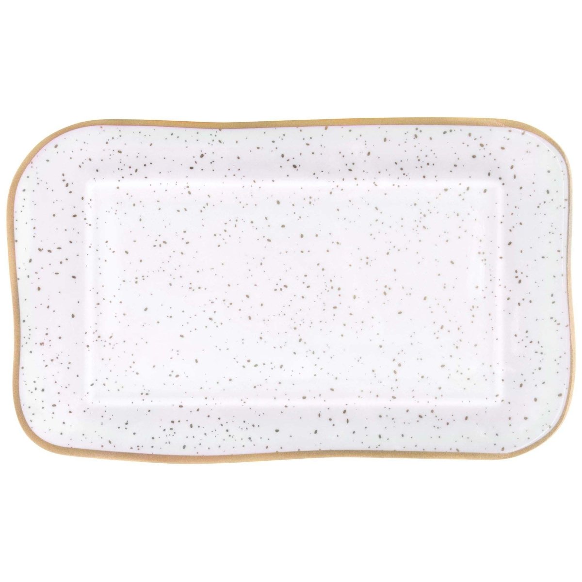 AMSCAN CA Disposable-Plasticware White and Gold Melamine Platter, 18 x 11 Inches, 1 Count 192937362969