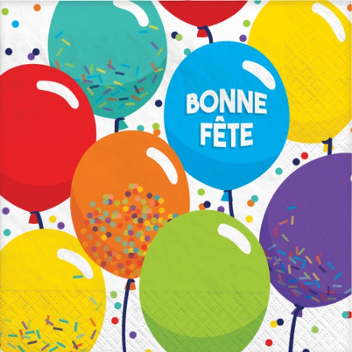 Bonne Fête Ballons, Serviette Repas - Party Expert
